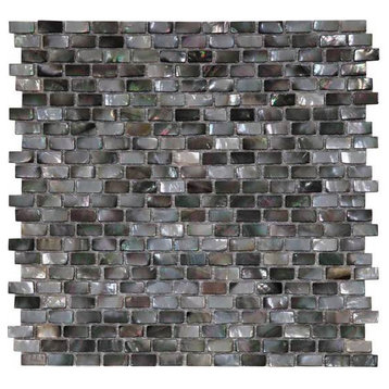 Tahitian Black Pearls Tile, Pearl Black Mini Brick, Platinum Mosaics