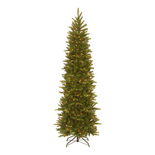 7.5' Flocked Pine Long Needle Prelit Artificial Christmas Tree