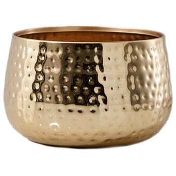 Serene Spaces Living Shiny Hammered Multipurpose Gold Bowl, 2 Sizes, Small
