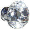 1-1/8" K9 Crystal Diamond Knobs, Set of 3, Polished Chrome Base