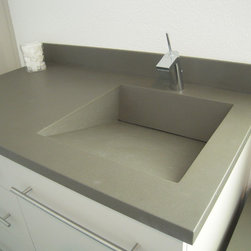 Corian Vanity Ramp/Slot Drain Sink Using the Color Concrete - Bathroom Sinks