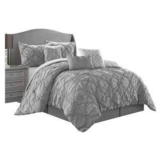 7-Piece White & Gold Stripe Embellished Comforter Set, Queen, Sold by at Home