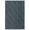 Hermosa Indoor and Outdoor Geometric Diamond Navy and Ivory Rug, 6'7"x9'6"