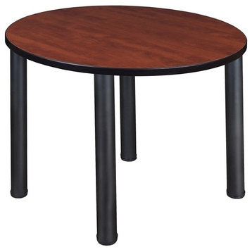 Kee 36" Round Breakroom Table, Cherry/Black