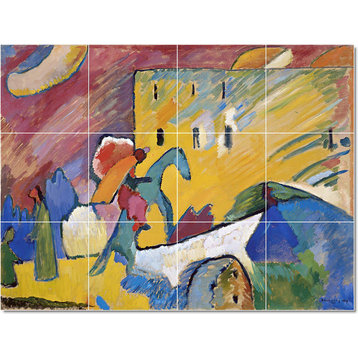 Wassily Kandinsky Abstract Painting Ceramic Tile Mural #46, 48"x36"