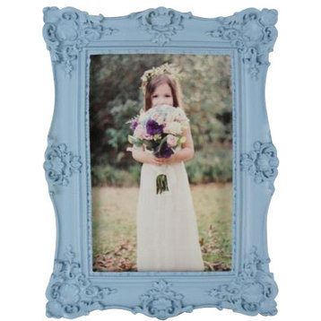 Wedding gift frame 4"x6" Resin Sculptural Photo Frame, Blue, Blue