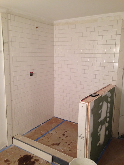 Subway Tile And Uneven Ceiling, How To Install Large Tile On Shower Ceiling