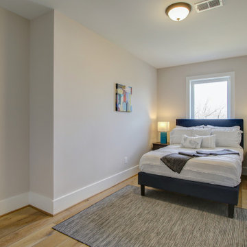 Basement remodeled with bedroom space and extra closet space in Maryland