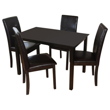 Fallabella 5-Piece Dining Set, Rectangular Table, Espresso