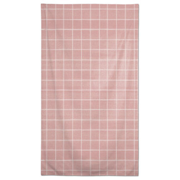Linen With Plaid Pink 58 x 102 Outdoor Tablecloth