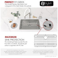 STYLISH 30 inch Single Bowl Dual Mount Stainless Steel 18 Gauge Kitchen Sink
