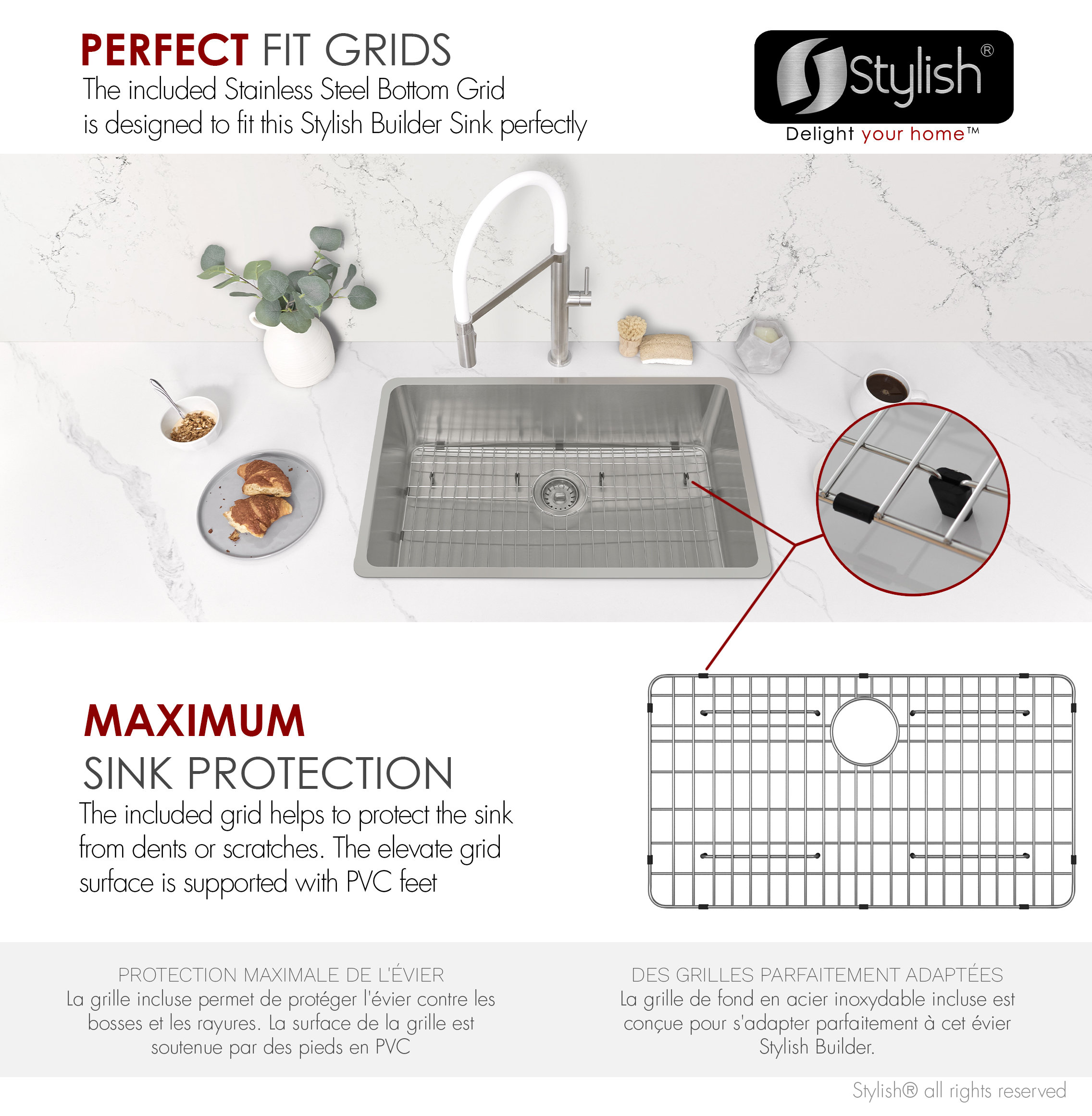 STYLISH 30 inch Single Bowl Dual Mount Stainless Steel 18 Gauge Kitchen Sink