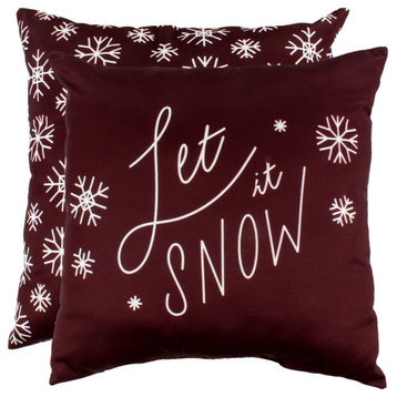 Let It Snow Double Sided Pillow, Burgundy