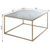 Modern Coffee Table, Elegant Gold Finished Frame & White Faux Marble Top