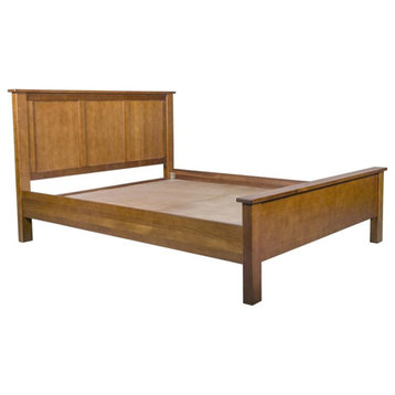 Crafters and Weavers Craftsman Mission Solid Wood King Panel Bed in Cherry