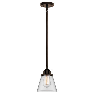 Innovations Small Cone 1 Light 6.25" Mini Pendant, ORB/Clear