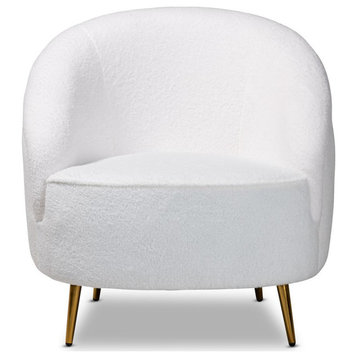 Baxton Studio Urian Modern and Contemporary White Boucle Upholstered and...