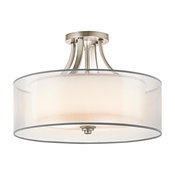 Kichler Lacey 4-Light Antique Pewter Drum Shade Semi-Flush Mount