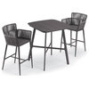 Eiland 36" Square Bar Table and 2 Nette Bar Chairs, Carbon, Pewter