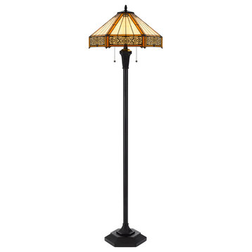 3111 Tiffany 2 Light Floor Lamp, Dark Bronze