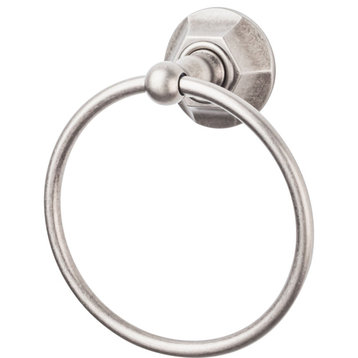 Top Knobs ED5B Edwardian Bath Towel Ring Hex Backplate - Antique Pewter