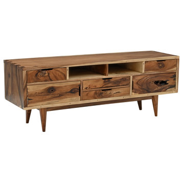 Turin Live Edge Suar Wood Media Center With 2 Doors/4 Drawers