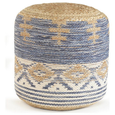 Geometric Natural Jute Pouf