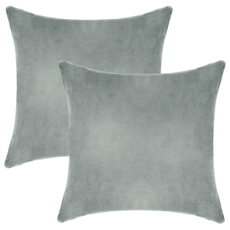 A1HC Soft Velvet Pillow Covers, YKK Zipper, Set of 2, Dove Grey, 22"x22"