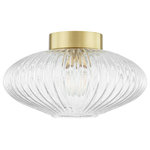 Mitzi by Hudson Valley Lighting - Reba 1-Light Flush Mount, Aged Brass Finish, Clear Glass - Features: