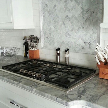 Herringbone marble tiles