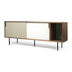 Dann Sideboard in Walnut with White & Grey Doors - Buffets And Sideboards