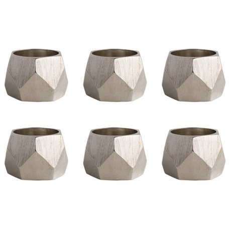 DII Silver Triangle Band Napkin Ring, Set of 6