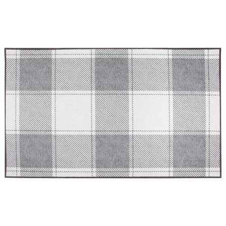 My Magic Carpet Buffalo Plaid Gray/White Rug, 3'x5'