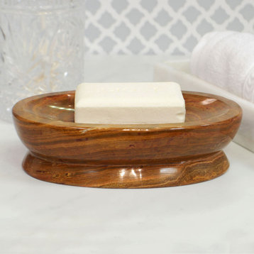 Polished Marble Bathroom Soap Dish, Amber