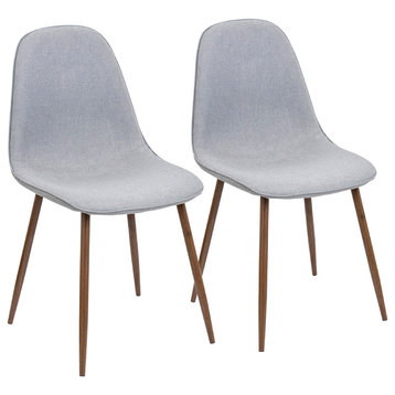 LumiSource Pebble Dining/Accent Chair, Walnut and Gray, Set of 2