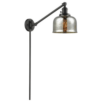 Large Bell LED Swing Arm Light, Oil Rubbed Bronze, Glass: Silver Mercury