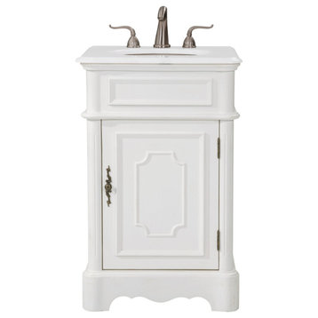 Elegant 21" Single Bathroom Vanity in Antique White