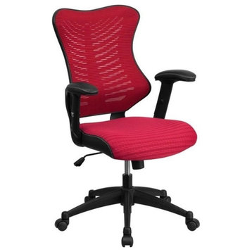 Pemberly Row Contemporary High Back Mesh Office Chair in Burgundy