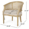 Velie French Country Wood and Cane Accent Chairs, Set of 2, Beige + Natural