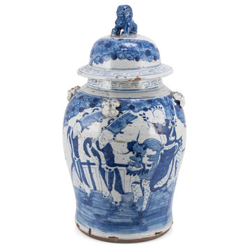 Vintage Temple Jar Enchanted Children Motif, Large