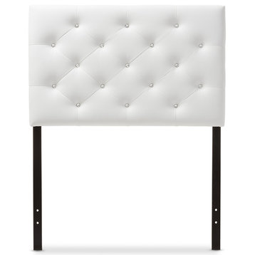 Viviana Faux Leather Upholstered Button-Tufted Twin Size Headboard, White