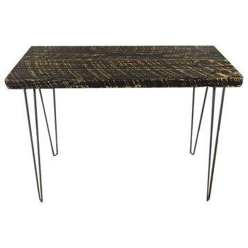 Barn Wood Console Table Hairpin Leg, Reclaimed Wood, 14x36x30, Dark Walnut