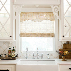 Bali Natural Woven Wood Shades in Beaches Sands with Decorative Trim Valance - Roman Shades