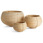 Napa Home & Garden - Cane Rattan Plant Baskets, Set Of 3 - Rattan goes mod with our latest Cane Rattan collection. With a light and refined color & finish, a distinctively more edgy, youthful aesthetic.