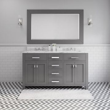 Madison Cashmere Gray Bathroom Vanity, Cashmere Gray, 60" Wide, One Mirror, No F