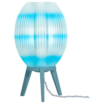 Wavy 16.5" Plant-Base PLA Dimmable LED Table Lamp, Blue/White