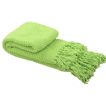 Tweed Knitted Throw Blanket, Green Flash, 50"x60"