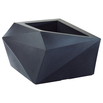 Origami Indoor/Outdoor Geometric All-Weather Planter - 23'' (Caviar Black)