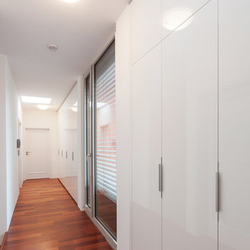 Modern interior with white high gloss lacquer