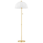 Mitzi - 1 Light Floor Lamp, Aged Brass - Inspired by mid-century Danish design, Meshelle features a whimsical umbrella shape. Light flows both through the shade and softly glows around it. Aged Brass accents on the finials, chain detailing, and the floor lamp's pull chain, add a sophisticated touch to this usable fixture. Part of our Home Ec. x Mitzi Tastemakers collection.